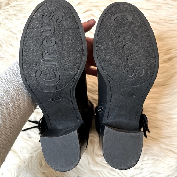 Circus by Sam Edelman Jolie Black Leather Fringe Bootie Size 7.5 - Picture 7 of 8